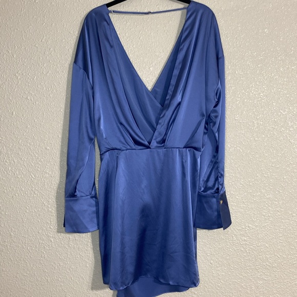SER.OY.A Alisa Silk Mini Dress in Country Blue Size L - Picture 9 of 11